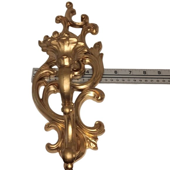 VTG Pair Syroco Gold Ornate Floral Scroll Candle Sconce Hollywood Regency #5133 - Picture 10 of 16